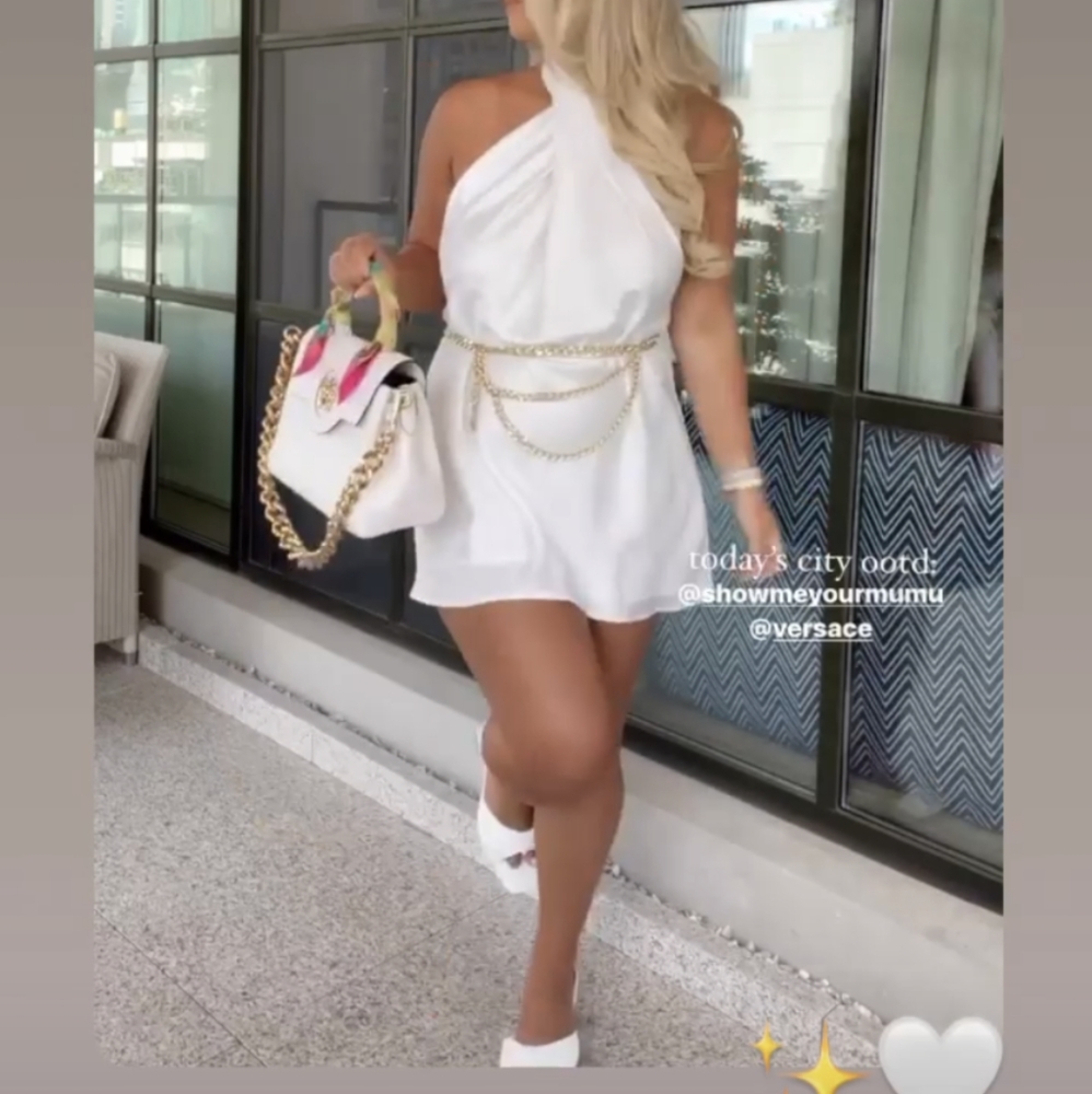 Show Me Your MuMu White Satin Halter Mini Dress - Picture 2 of 14
